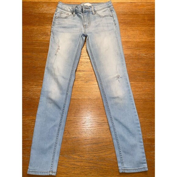 Light Wash Distressed RSQ Girls Skinny Jeans Size 10 - Picture 1 of 4